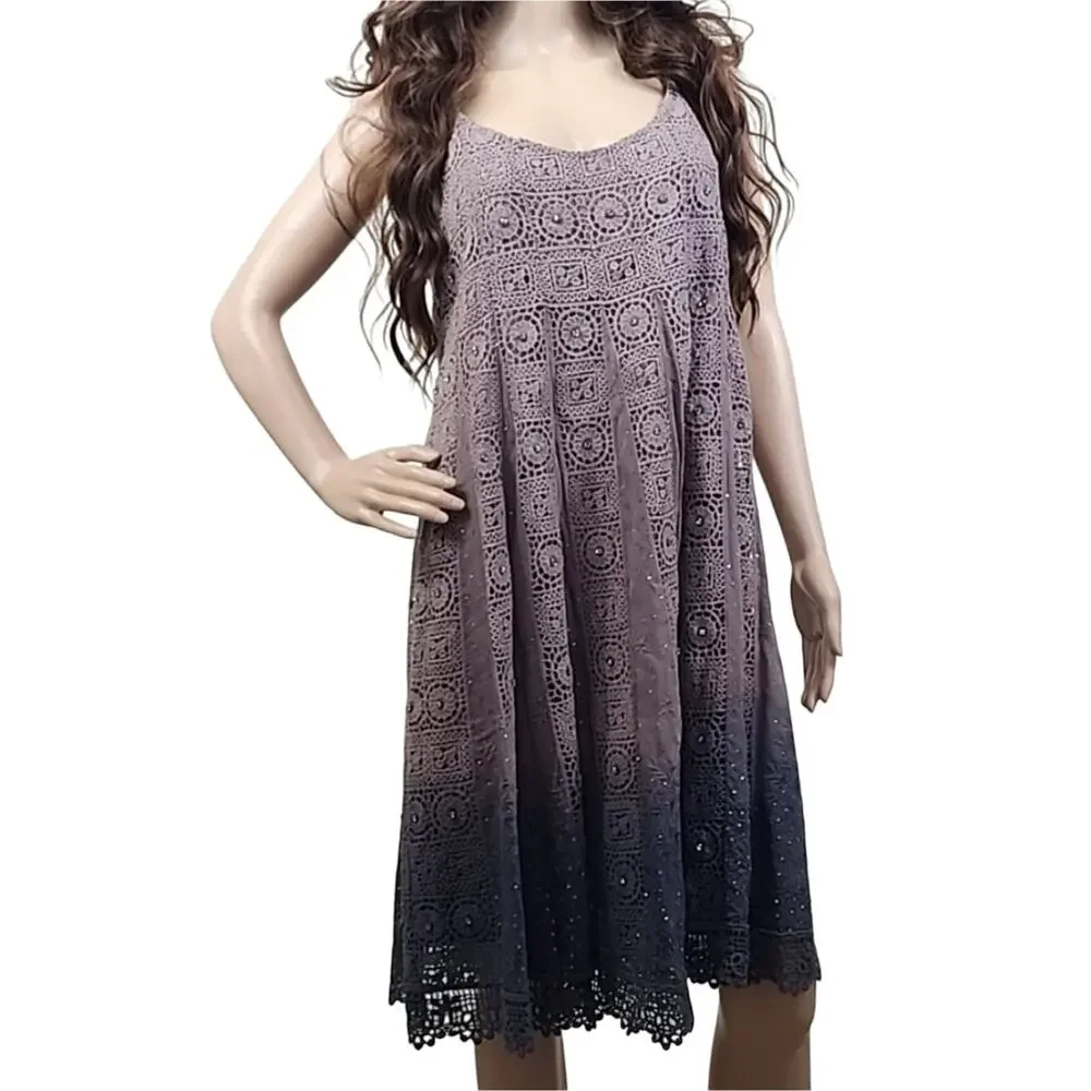 Free People Faux Diamond Sparkling Embroidered Dress
